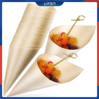 100Pcs Cone De Degustação De Madeira Descartável Para Servir E Dedo Porta Sorve