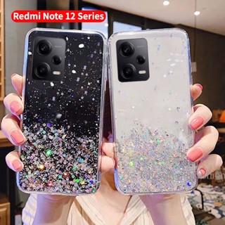 Estojo Para Xiaomi Redmi Note 12 4G Note12 Pro Plus 5G 12s 2023 Starry Sky Silver Foil Glitter Bling Soft TPU Borda Transparente Moda Capa Traseira Do Telefone Anti-Choque Anti Impacto Capinha Phone Case