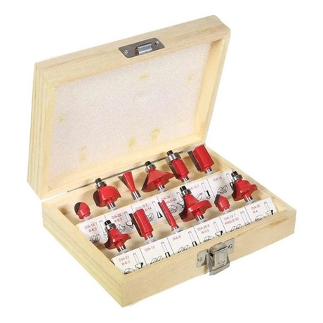 Kit Jogo Fresas Para Tupia Madeira 12 Peças C/ Maleta