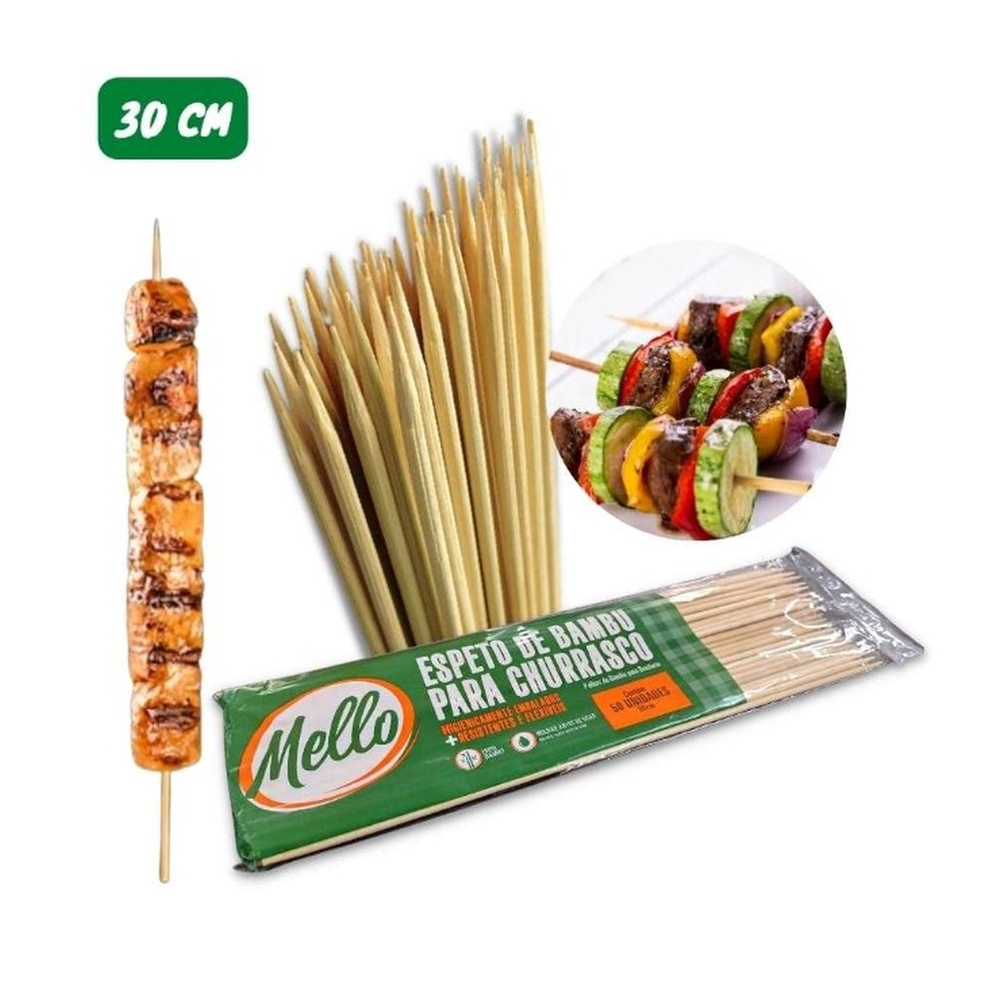 Espeto De Bambu P/ Churrasco Mello 30cm 50un