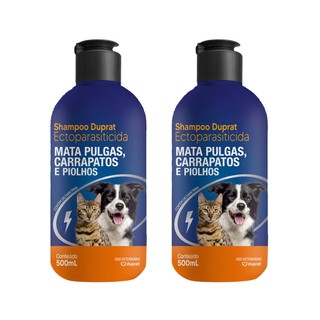 Kit 2 Shampoo Anti-Pulga Pet para Cachorro e Gato Carrapaticida Mata-Carrapato Estrela