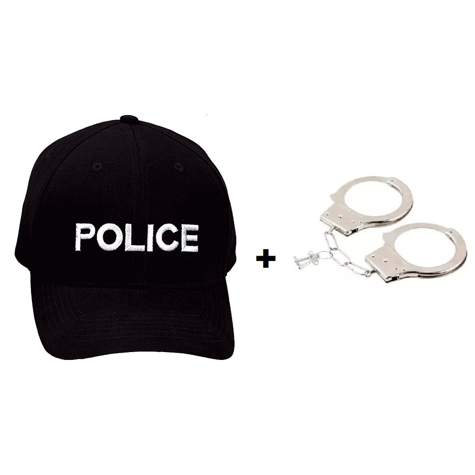 Kit Boné + Algema Fantasia Fbi Swat  Festa Top Adulto Police