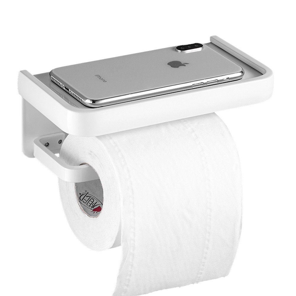 Suporte Porta Papel Higienico Parede C/ Base Dupla Fixacao Lavabo Toalete Banheiro Tampa Fixação Cola Adesivo Parafuso