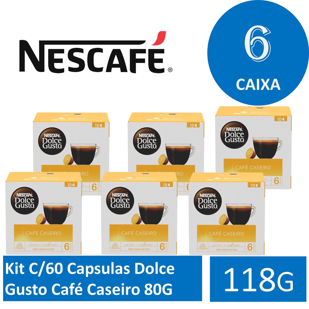 Kit C/60 Capsulas Dolce Gusto Café Caseiro 118G