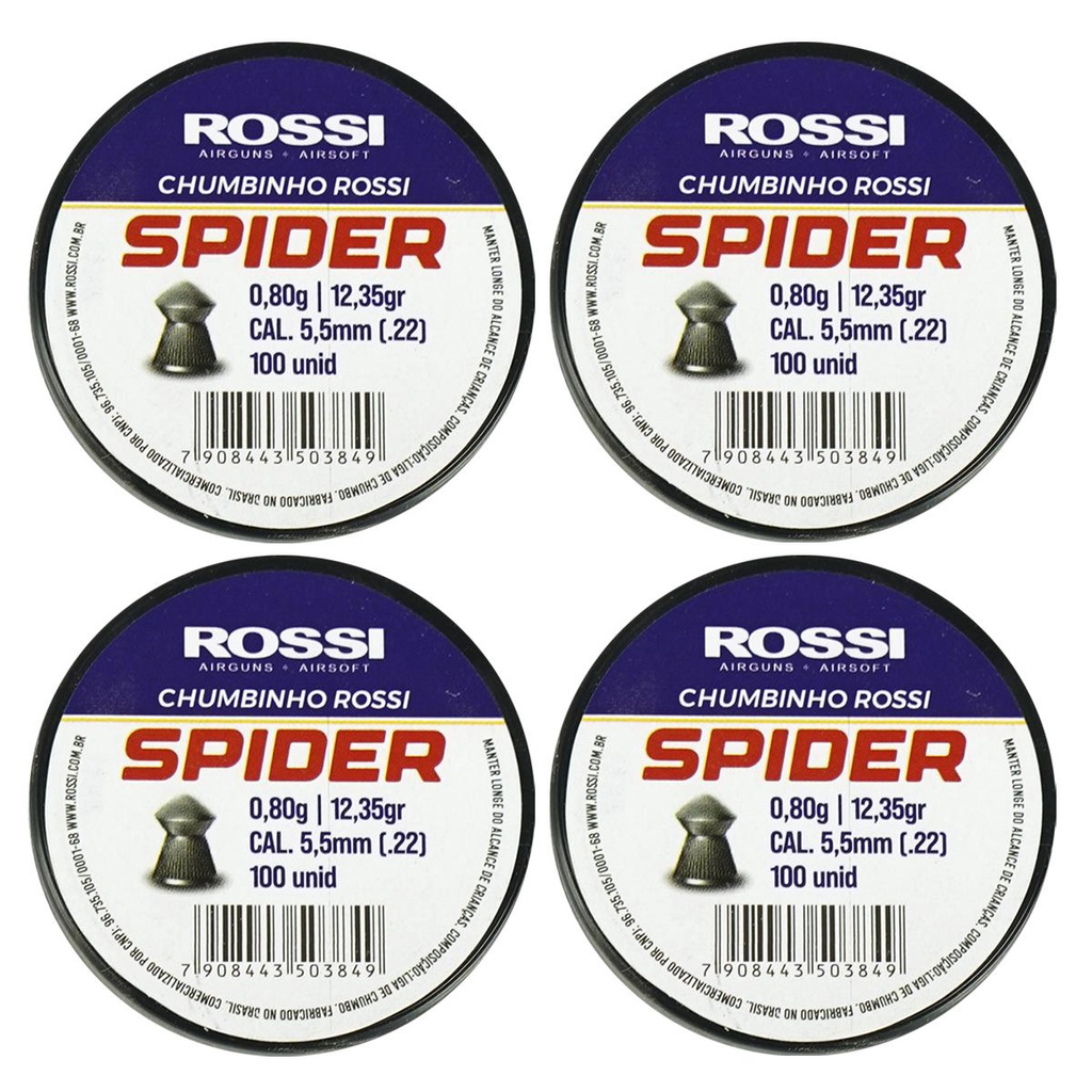 4x Lata De Chumbo Rossi Premium Spider 5.5mm - 400 Unidades em Oferta na Shopee