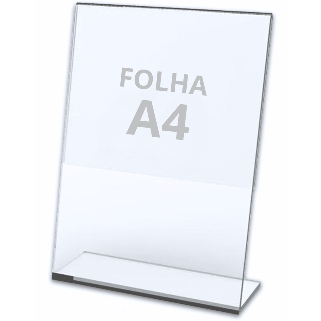 Expositor Display Folha A4  Menu Cardapio Aviso Promocao Vertical Transparente Acrílico Loja Personalizavel Com Papel A4
