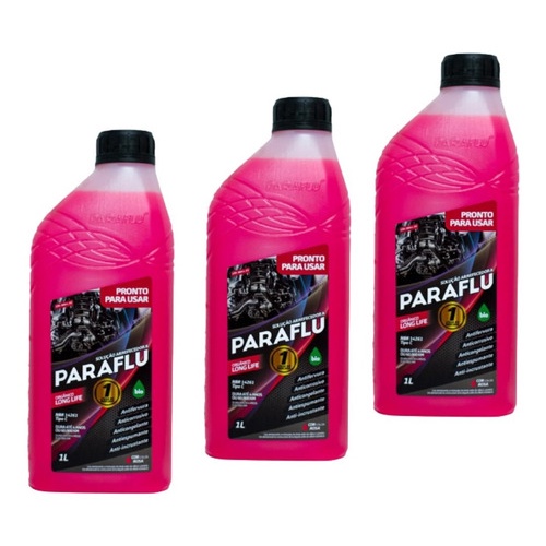 Kit Com 3 Litros De Aditivo Radiador - Rosa Pronto Para Uso em Oferta na Shopee