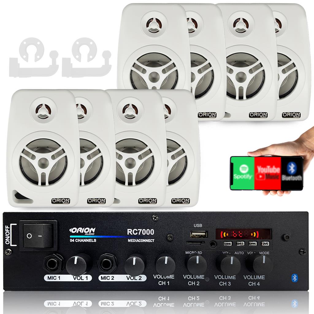 Kit Som Ambiente 500 Watts Bluetooth +8 Caixas Parede Branca - Audio