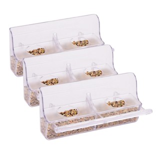 kit 3un Comedouro Grande Cristal Com Tampa 150ml - KING BIRD