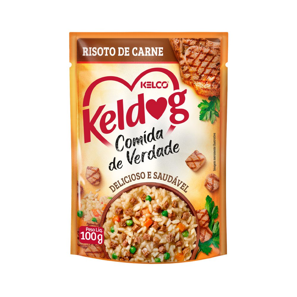 Ração Úmida Keldog Sachê Para Cães Sabor Risoto de Carne 100g - Pets