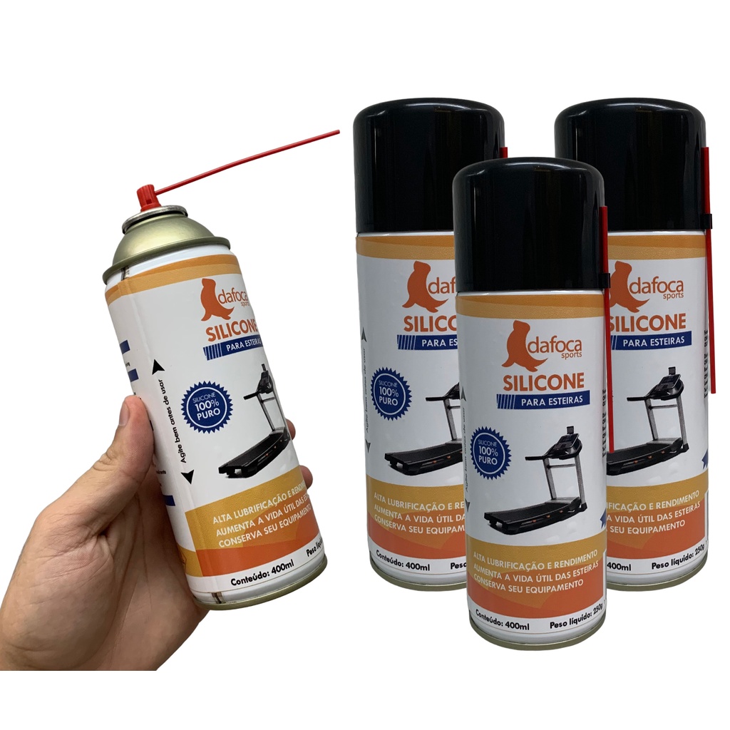 Kit 3 Silicones Lubrificante Esteira Bicicleta Elétrica e Uso Geral Spray 400ml Dafoca Sports