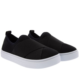 Tênis Gabriela Casual Feminino Tiras Cruzadas Elástico Preto