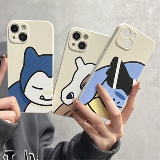 Desenho Animado Bonito Silicone Anime Pokémon Squirtle Snorlax Cubone Criativo De Luxo Estojo Quadrado Para Samsung Galaxy S20FE S21FE S10 S20 S21 S22 S23 Plus Capa Ultra À Prova De Choque