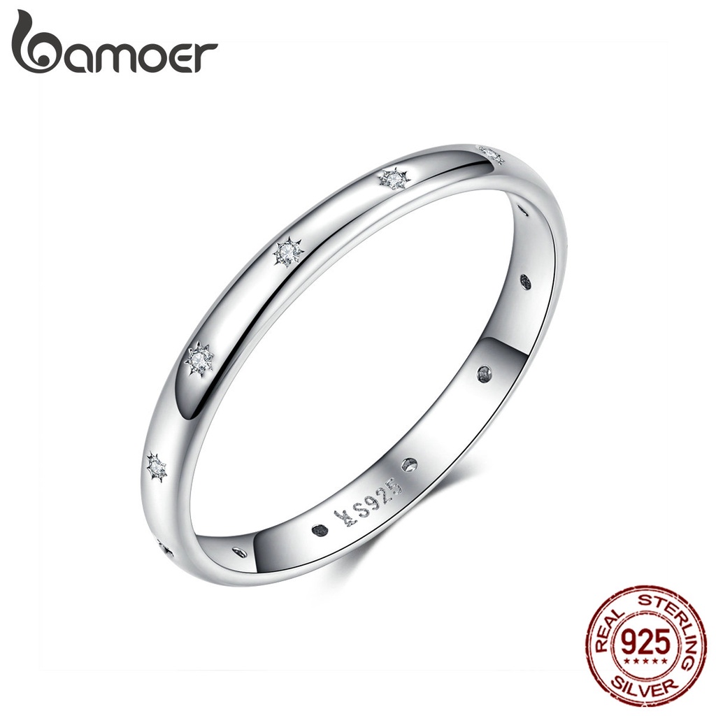 Anel Feminino Bamoer Love Star Prata Esterlina 925 / 6 / 7 / 8 / Scr546 - Fashion Accessories