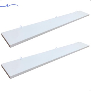 2 Prateleiras 90x10 Com Suporte Mdf Branco Organização Para Cozinha Banheiro Quarto Dormitorio Sala Lavabo Area Gourmet Escritorio Casa Lavanderia Kit Jogo Parede Decorativa Tabua 90cm Madeira Invisível Flutuante 90 Cm x 10 Cm Branca