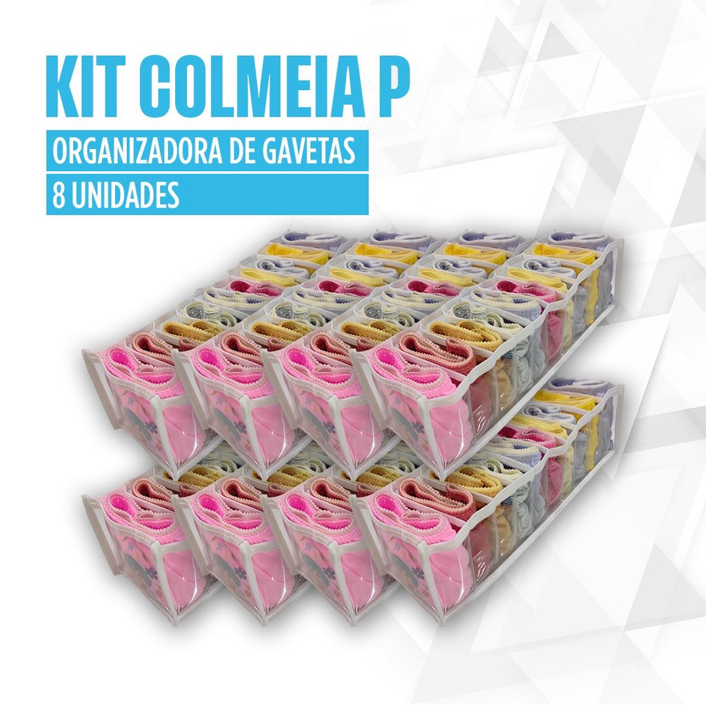 KIT 8 COLMEIAS ORGANIZADORAS P 10X12X35 P/ ROUPAS PEQUENAS
