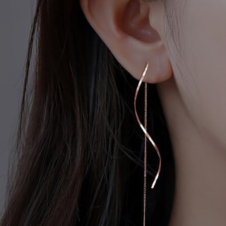Tendência S925 Brincos Longos De Agulha De Prata De Corrente De Borla Para De Orelha Feminina Jóias Pendurados Em Linha Reta