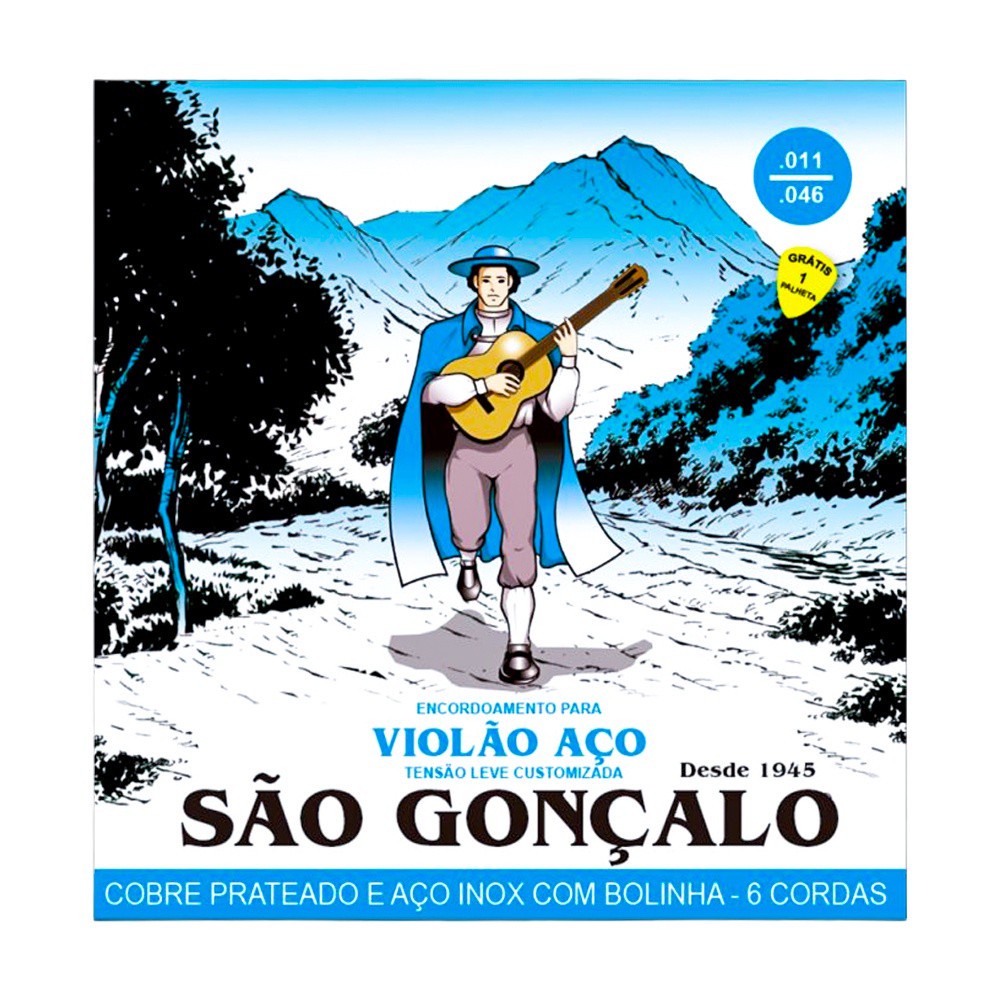 Encordoamento São Gonçalo 011 Média c/ Bolinha p/ Violão Aço em Oferta na Shopee