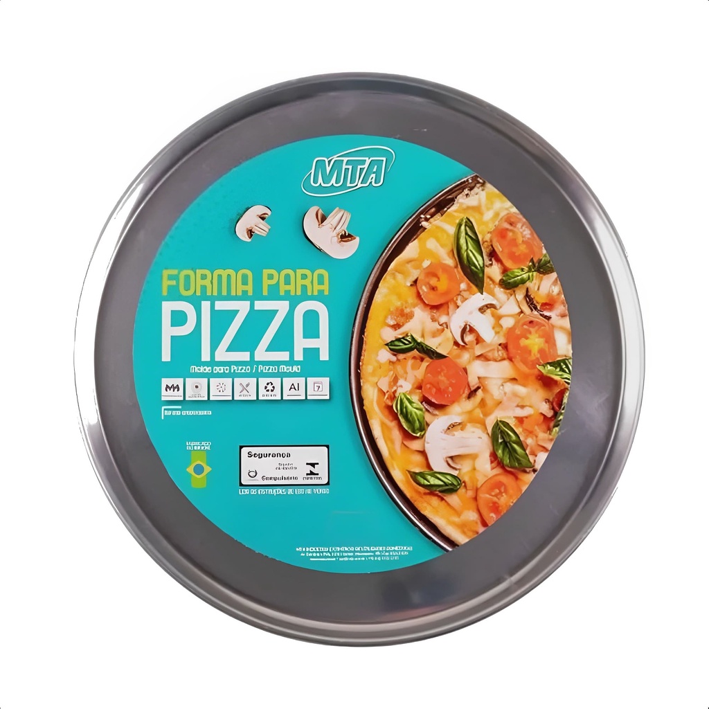 Forma De Pizza Lisa 1,5 Litro 35cm Diâmetro em Alumínio Cristal Mais Sabor Crocância N35 Cozinha MTA - 125