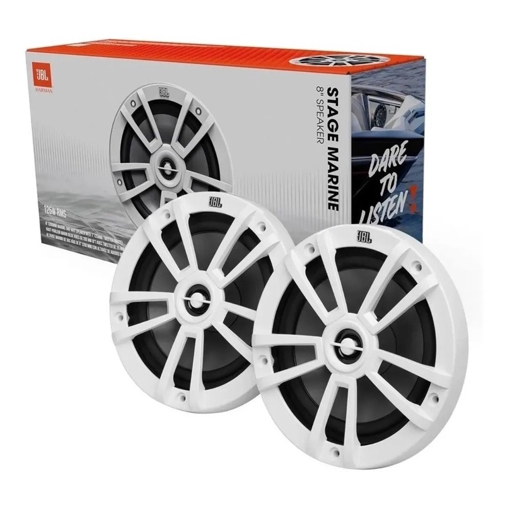 Par de Alto Falantes Maritimo 8  JBL Stage Marine 250 Watts Rms - Branco