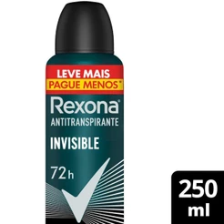 Desodorante Antitranspirante Aerosol Masculino Rexona Invisible 72 horas 250ml