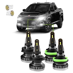KIT ULTRA NANO LED R8 FIAT TORO 2016/2022 30000 LÚMENS 6500K (BAIXO E MILHA)