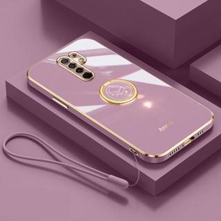 Estojo De Silicone Ultra Fino Para Telefone Xiaomi Redmi Nota 8 Pro 9 Prime POCO M2 Deluxe Fall Protection Gold Band Com Anel De Relógio E Cordão
