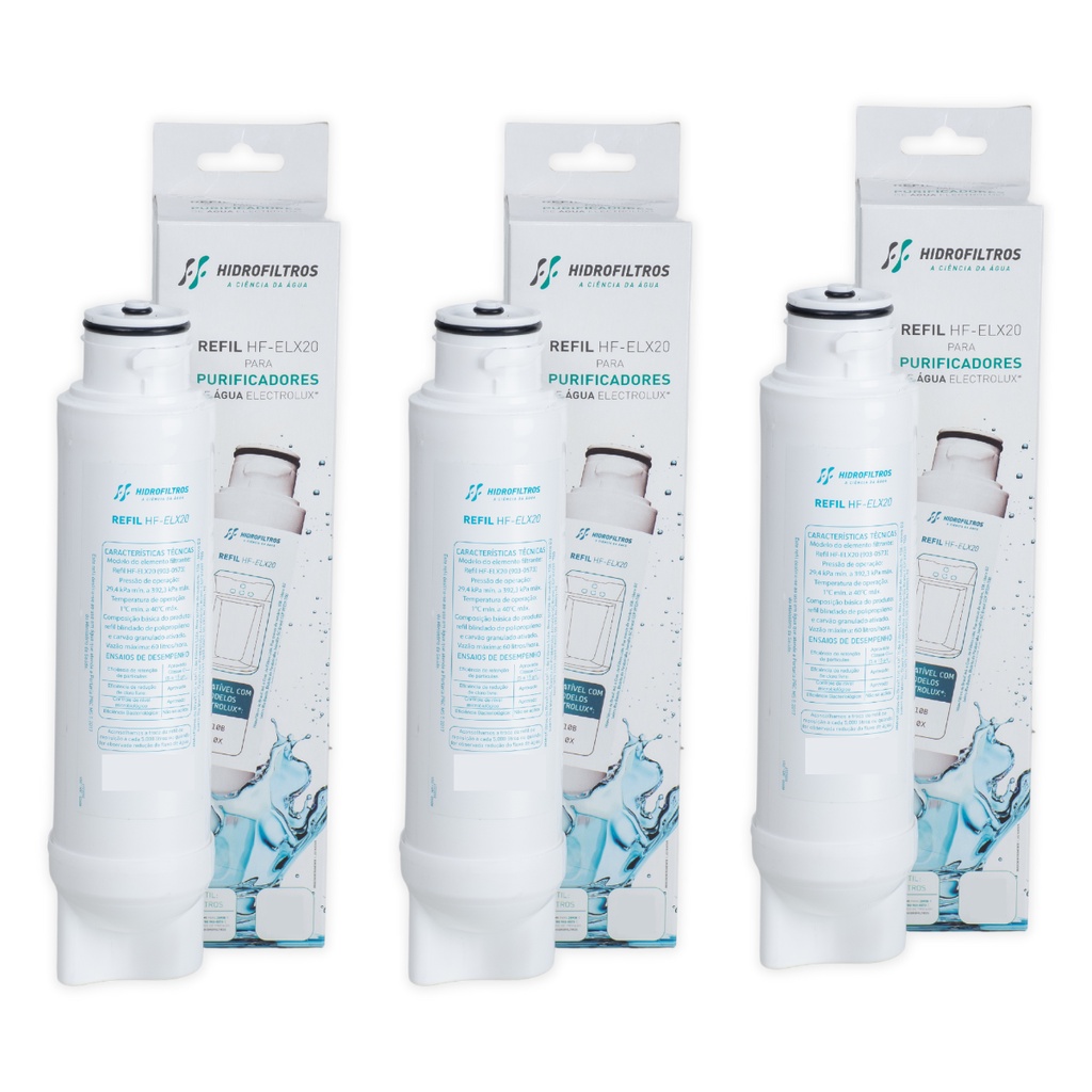 Kit 3 Refil Filtro Compatível Electrolux Purificador Água Pe10b Pe10x  PAPPCA20 Pe Pe10 Vela