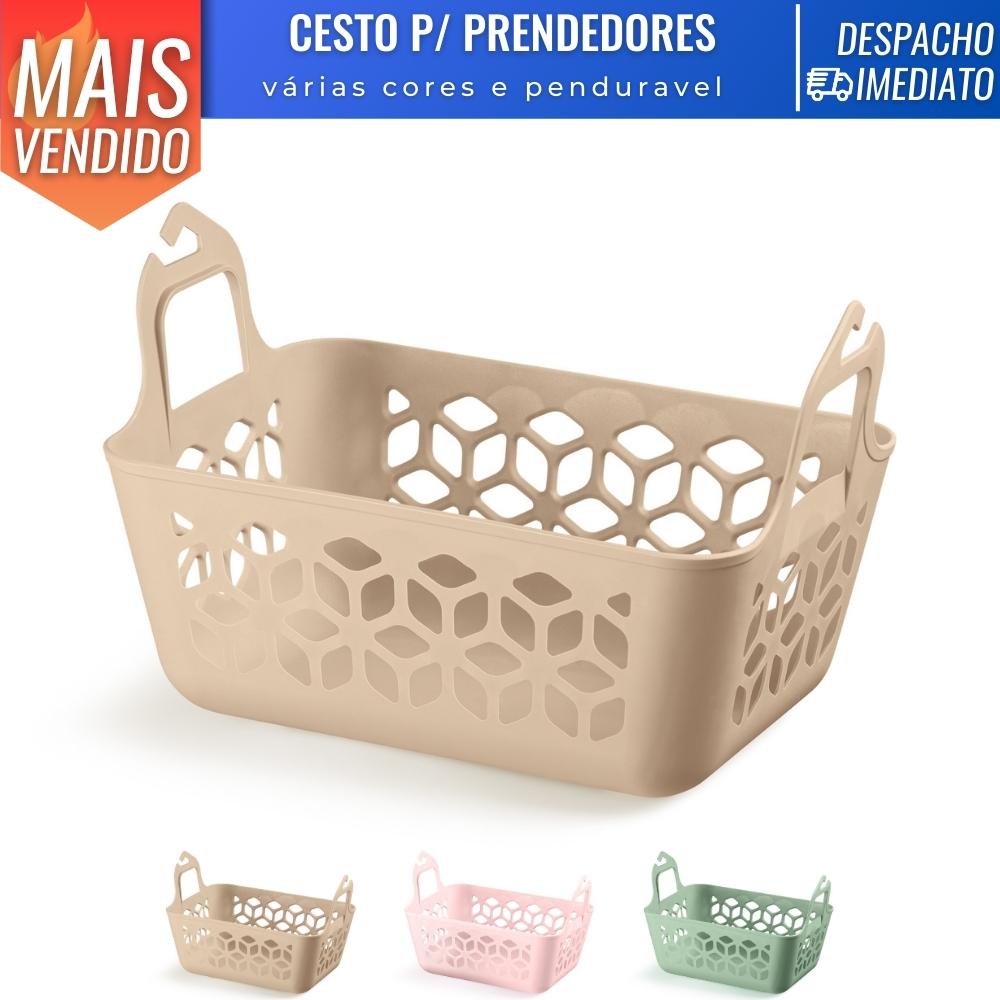 Cesto p/ Prendedores de Roupa de Plástico Pendurável Multiuso UZ