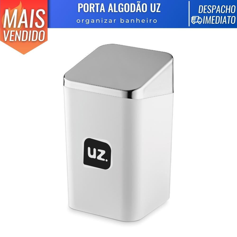 Porta Algodão Slim Solido de Plástico Moderno Cotonete Banheiro