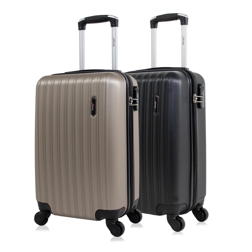 Mala de Bordo 2 peças Preta e Champagne Londres Swiss Move em Oferta na Shopee