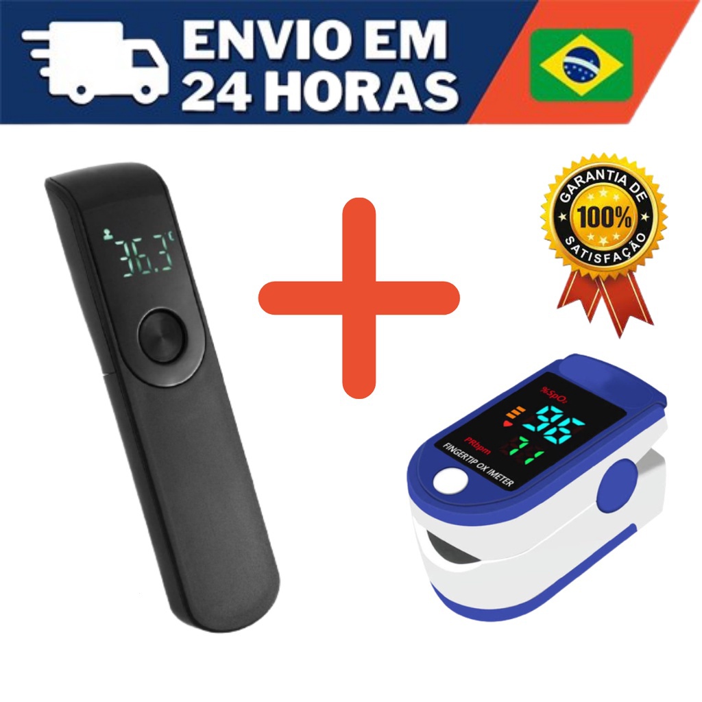 Kit Termômetro Infravermelho Sem Contato Para Medição De Temperatura E Medidor Digital De Saturação De Oxímetro