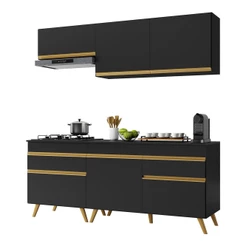 Cozinha Compacta 4 peças c/ Armário e Balcão MP3705 Veneza GB Preta