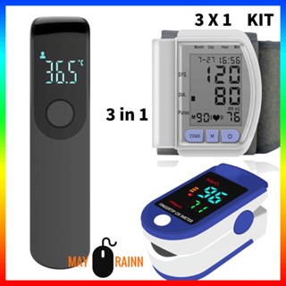Kit Oxímetro Digital 3x1 Medidor De Pressão Arterial E Termômetro Cuidados Com Idosos