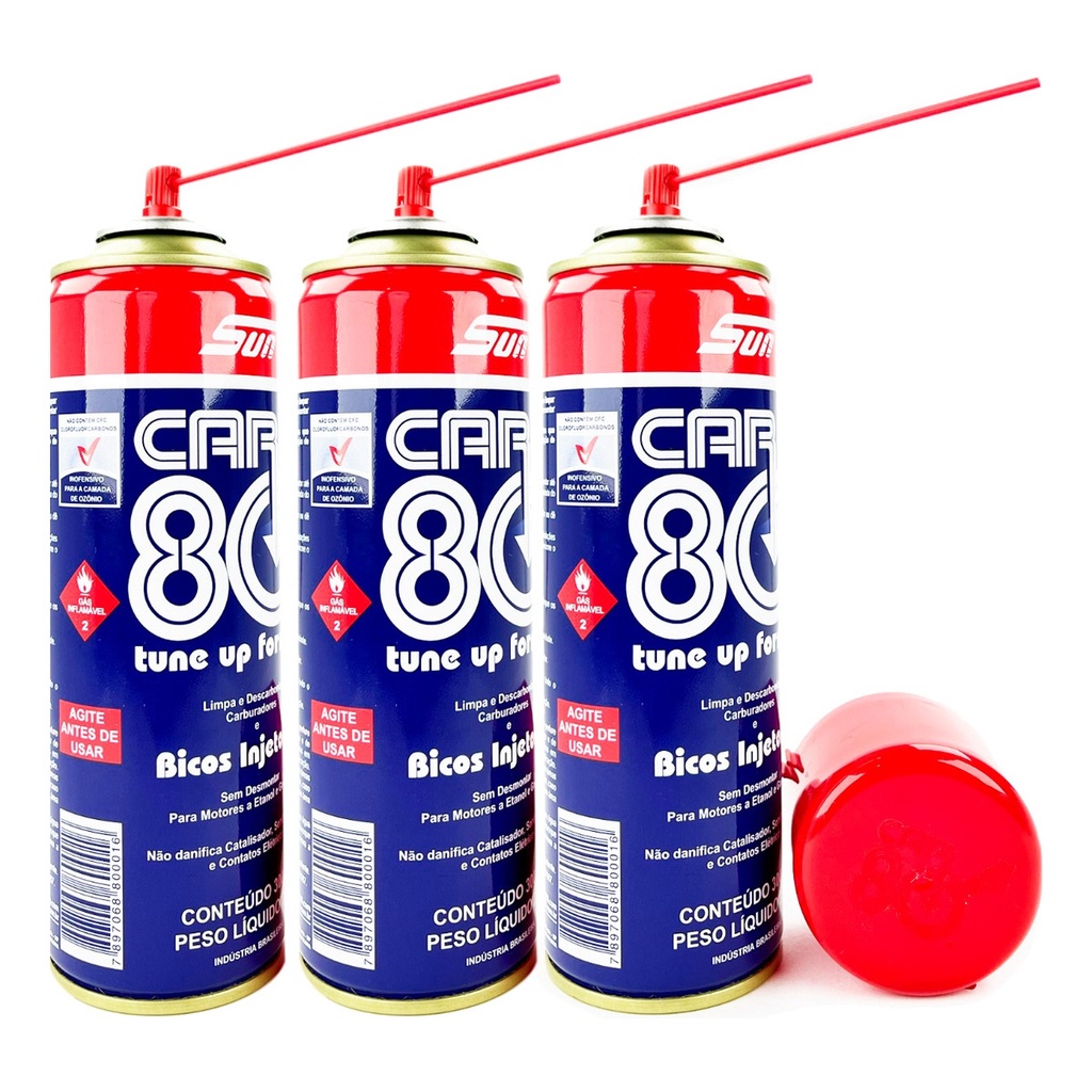 Kit 3 Descarbonizante Car80 Limpa Bico Carburador Tbi Car 80