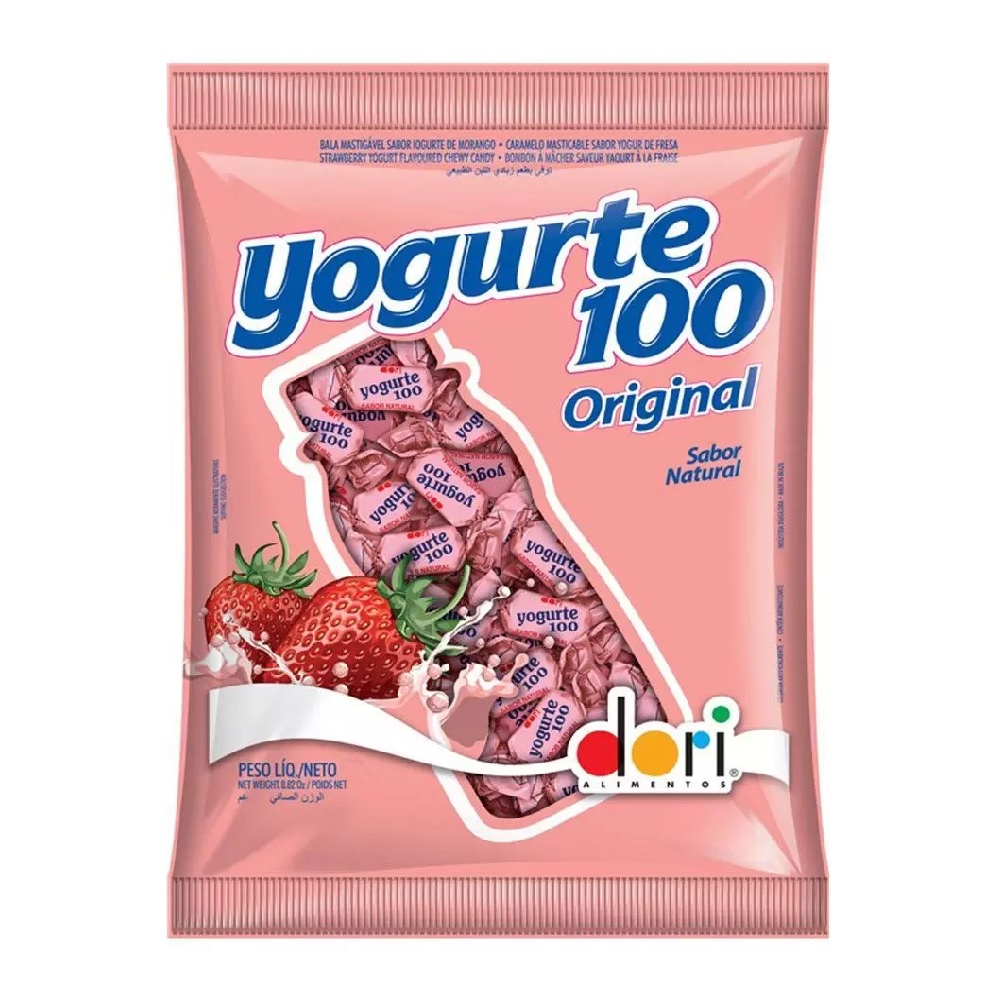 Bala De Yogurte 100 Sabor Morango 400g Dori em Oferta na Shopee