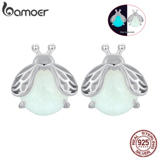 BAMOER Silver Sterling 925 Glow-in-the-Dark Firefly Earrings Design Especial Jóias De Moda Presentes