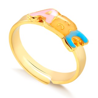 Anel ABC Infantil Banhado a Ouro 18K Com Pingente em Resina