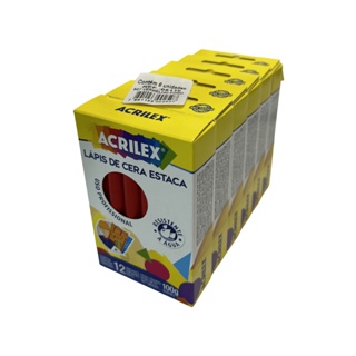 6 Cxs Lápis De Cera Estaca Vermelho - Acrilex em Oferta na Shopee