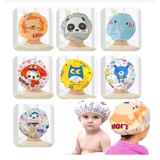 Touca de Banho Impermeável Infantil Estampas Sortidas Toca Plástica Kids bebe impermeavel Plastico em Oferta na Shopee