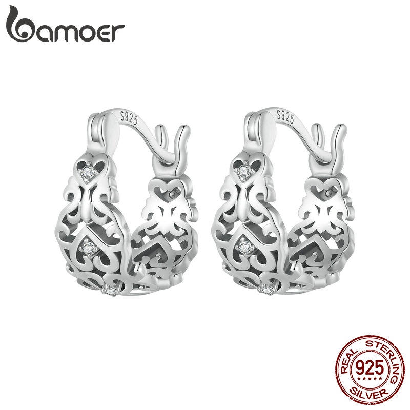 BAMOER 925 Prata Esterlina Padrão Vintage Brincos Moda Jóias Presentes Para Mulheres em Oferta na Shopee