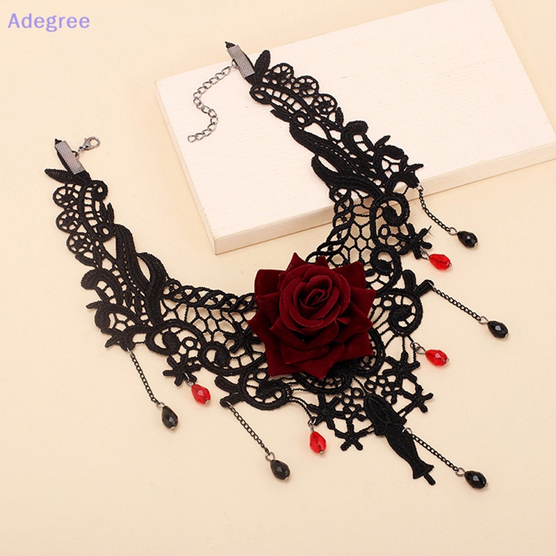 Adegree Vintage Colar De Gargantilha De Charme De Flor Para Mulheres Gótico De Renda Tassel Clavicle Chain Jewelry Novo em Oferta na Shopee
