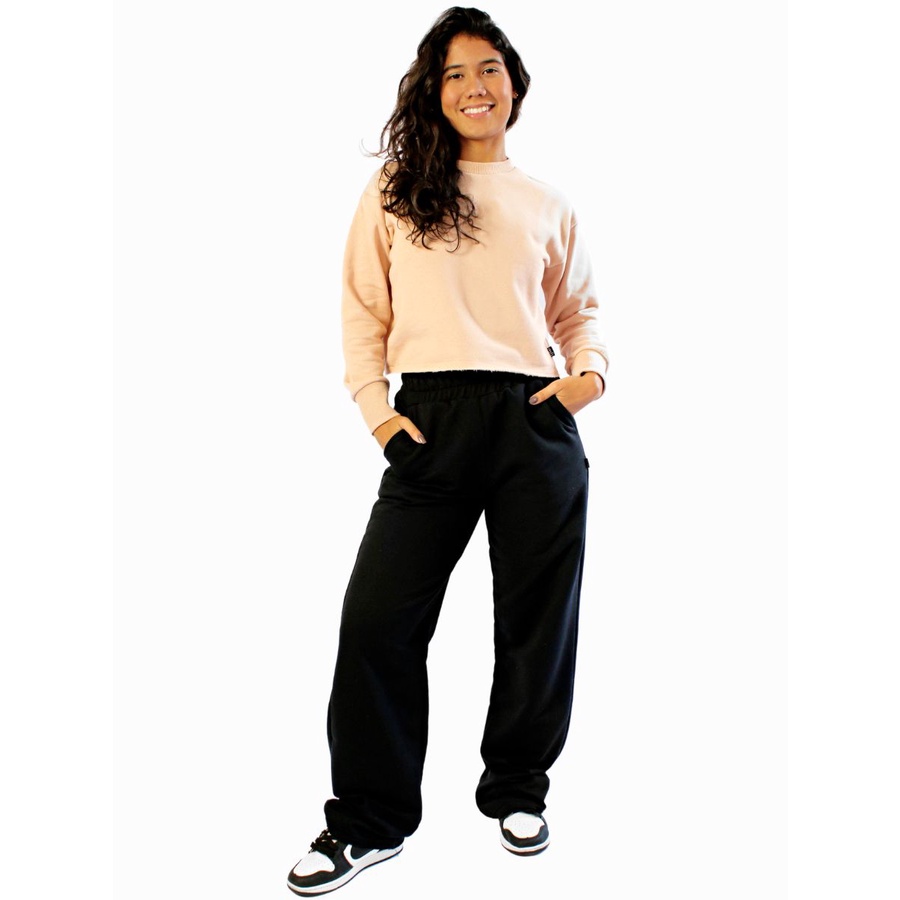 Conjunto Moletom Feminino Cropped e Calça Wide Leg - Look confortável e estiloso
