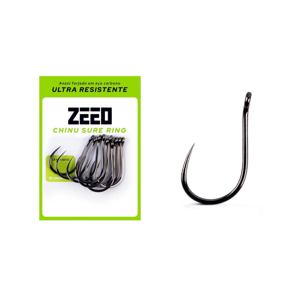 Anzol Zeeo Chinu Sure Ring Black - Cartela C/ 10 Unidades