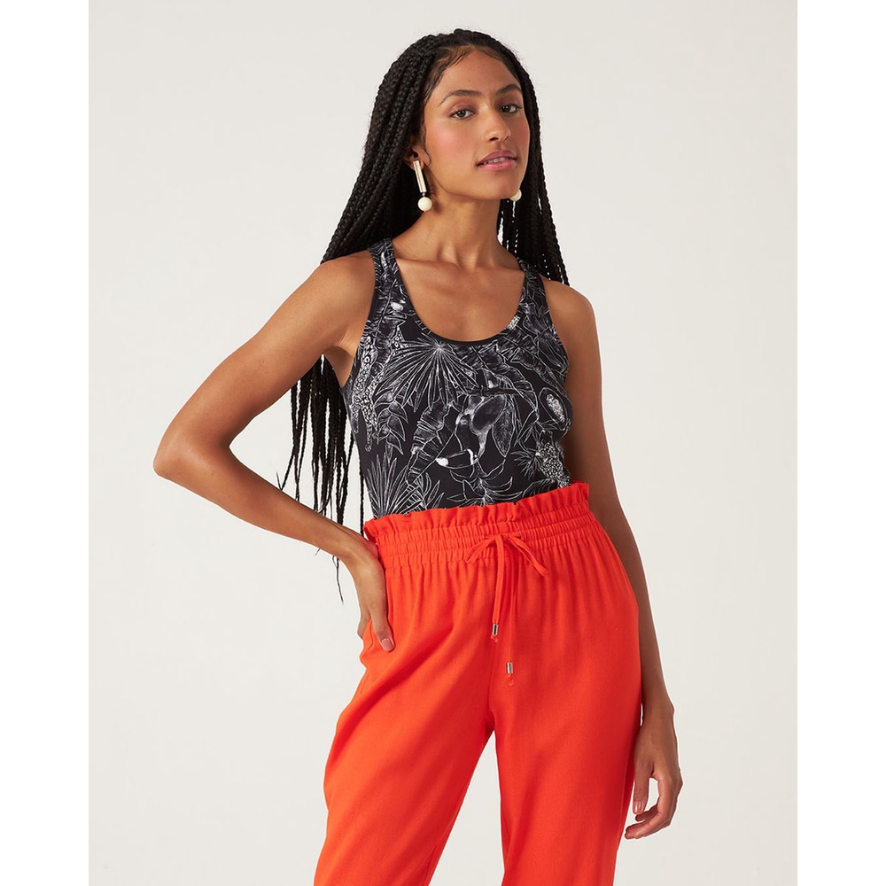 Regata Feminina Tropical Em Viscose Stretch em Oferta na Shopee