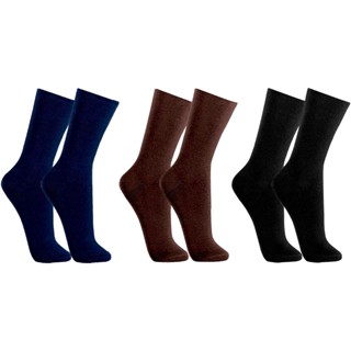 Kit com 3 Pares de Meias Social 100% Algodão Macio Lisa Mash