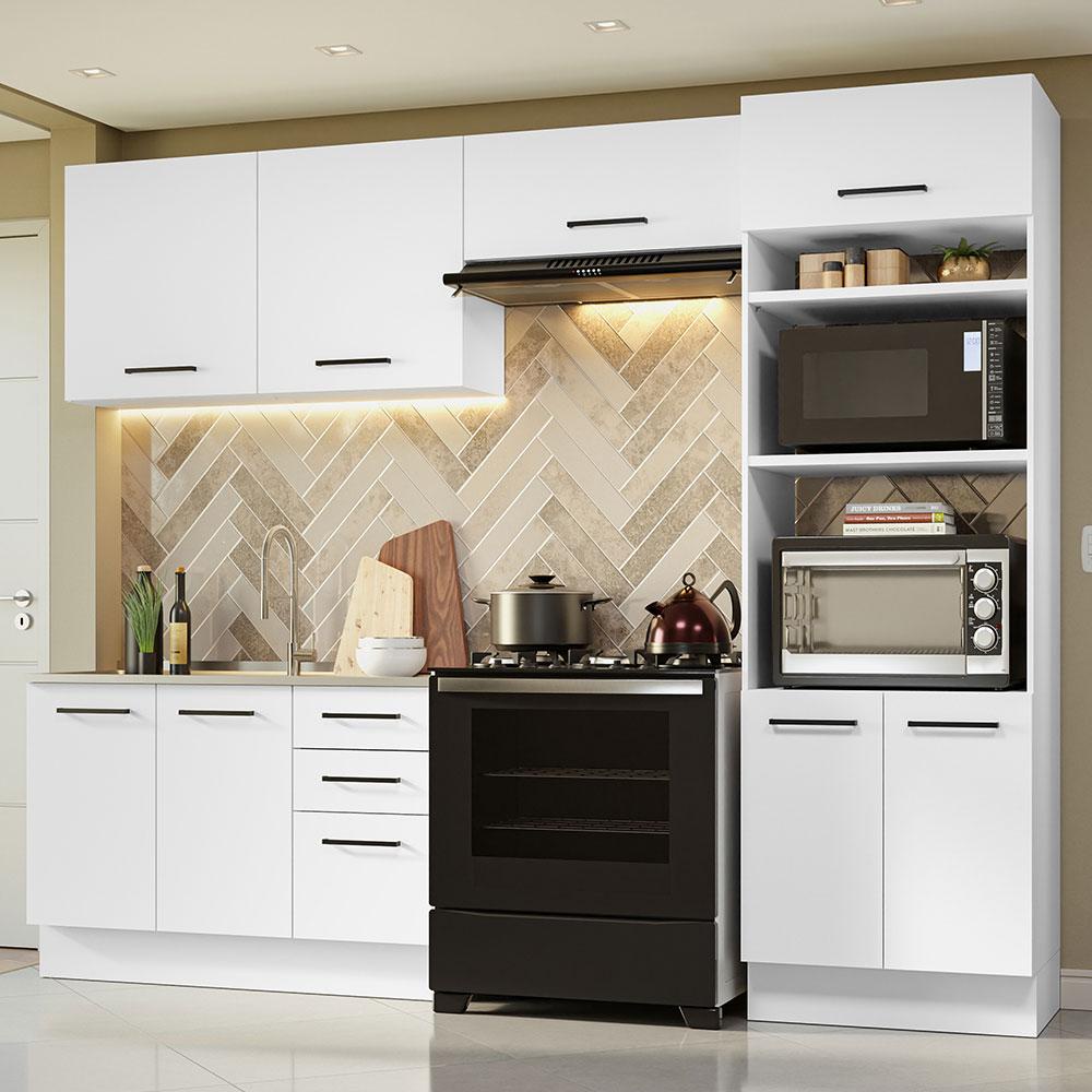Armário de  Cozinha Completa 270cm Branco Agata Madesa 08 - Home & Living