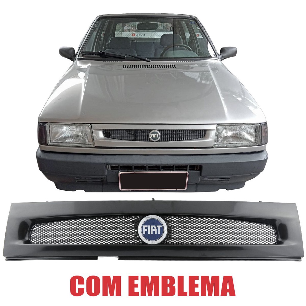 Grade Dianteira Preta Fiat Uno Fire 2002 2003 2004 + Emblema