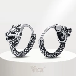 Brincos Vnox Moda Masculina , De Aço Inoxidável Cabeça De Lobo Luz Completa Para Homens Jóias