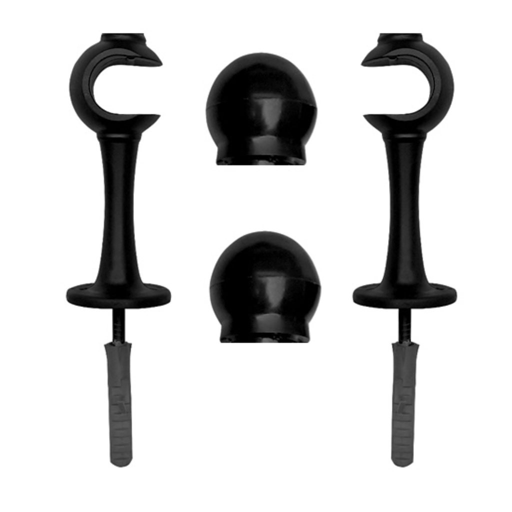 Par de Suportes e Ponteiras Para Varão Cortina Simples 19mm 2un Cores Diversas